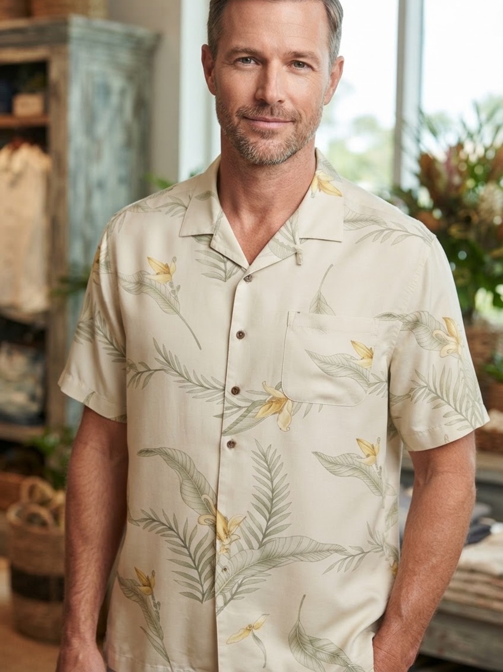 Tommy Bahama Hawaiian Shirt Men XL Silk Floral Palm Tropical Vacation  Retro